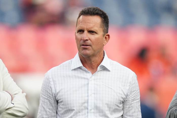 Denver Broncos general manager George Paton before the preseason game against the Los Angeles Rams at Empower Field at Mile High.